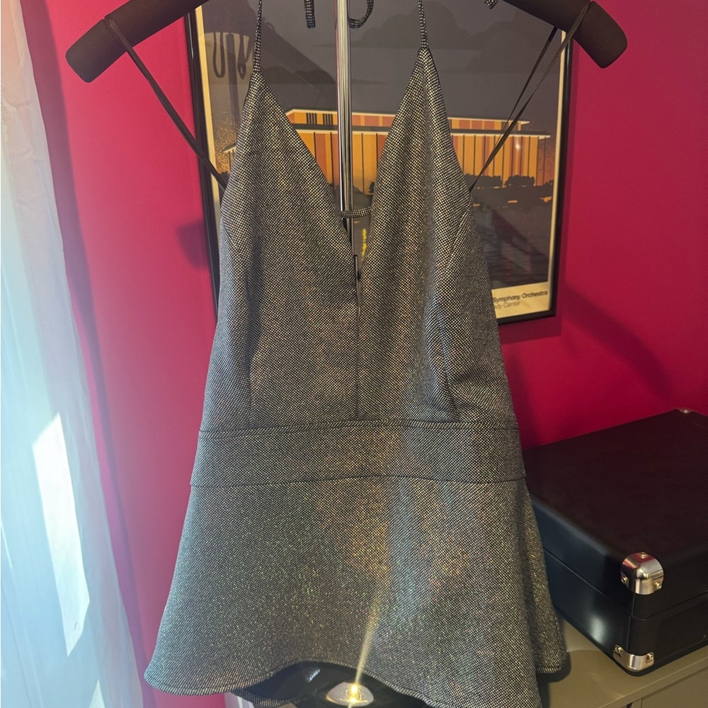 Express Silver Holographic Halter Top